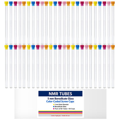 NMR Tubes , Ultra-Clear Borosilicate Glass Lab Tubes with Caps, 5 mm Diameter, for Laboratory , Test, Nuclear Magnetic Research ,10 pcs/20 pcs/50 pcs