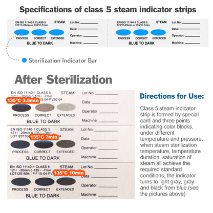 Ks-Tek Autoclave Indicator Card,Class-4/Class-5/Class-6 Sterilization Indicator Strips for Laboratories Steam Sterilize,200 pcs