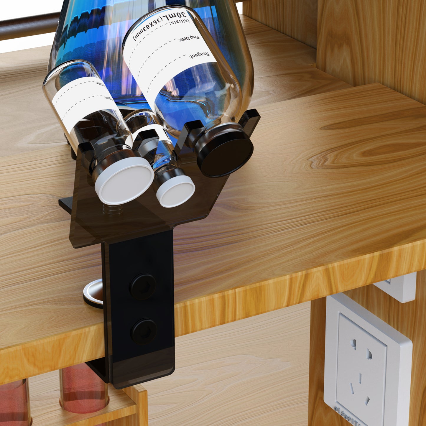 Medicine Vial Holder Transparent Hands Free Medication Vial Stand with 6 Slots, Fits Different Size Bottles