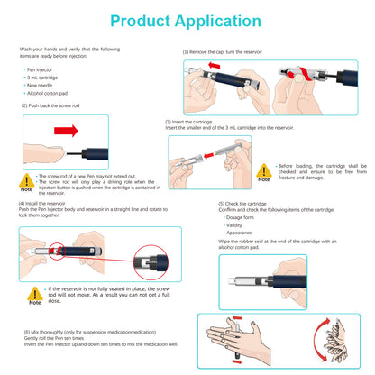 60 Unit Reusable Pen Injector Adjustable Dose Dial,Compatible with 1.5/1.8/3mL Cartridges,1pcs