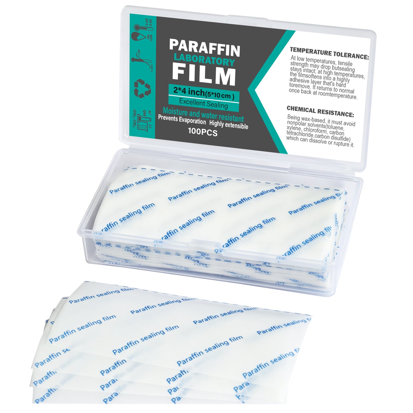 Lab Sealing Film Sheets, Pre-Cut Paraffin Wrap Flexible Self‑Sealing Lab Film for Storage, Labware Protection, Plant Grafting, 100pcs