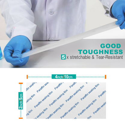 Lab Sealing Film Sheets, Pre-Cut Paraffin Wrap Flexible Self‑Sealing Lab Film for Storage, Labware Protection, Plant Grafting, 100pcs