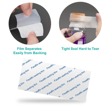 Lab Sealing Film Sheets, Pre-Cut Paraffin Wrap Flexible Self‑Sealing Lab Film for Storage, Labware Protection, Plant Grafting, 100pcs