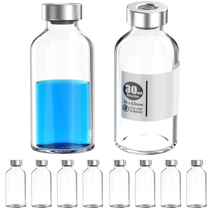 Sterile Empty Vials Silver Aluminum Cap with Butyl Rubber Stopper,5ml,10ml,20ml,30ml,Sterile Package of10