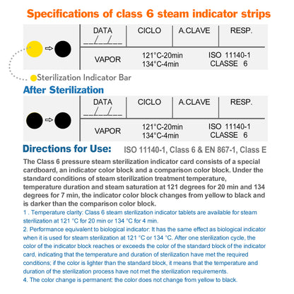 Ks-Tek Autoclave Indicator Card,Class-4/Class-5/Class-6 Sterilization Indicator Strips for Laboratories Steam Sterilize,200 pcs