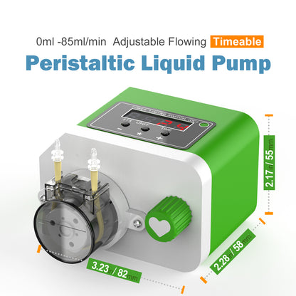 Peristaltic Dosing Pump 0-85ml/min Adjustable Low Flow Rate Liquid Transfer ,12V Timed Pump for Labs, Home,Aquariums, Feeding