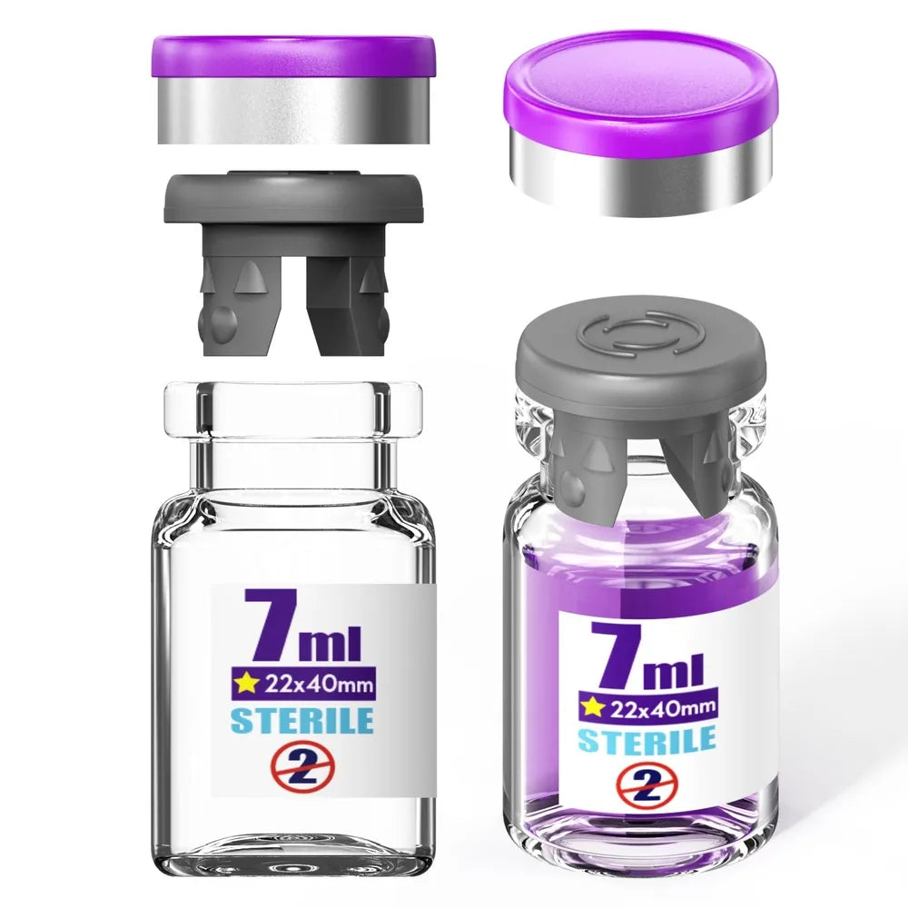 Empty Sterile Vial with Separately Butyl Rubber Stopper and Flip Top Closure,Removable,After Filling,Need to Seal by Crimper Type 1 Borosilicate Glass Tubing,Individually Packed