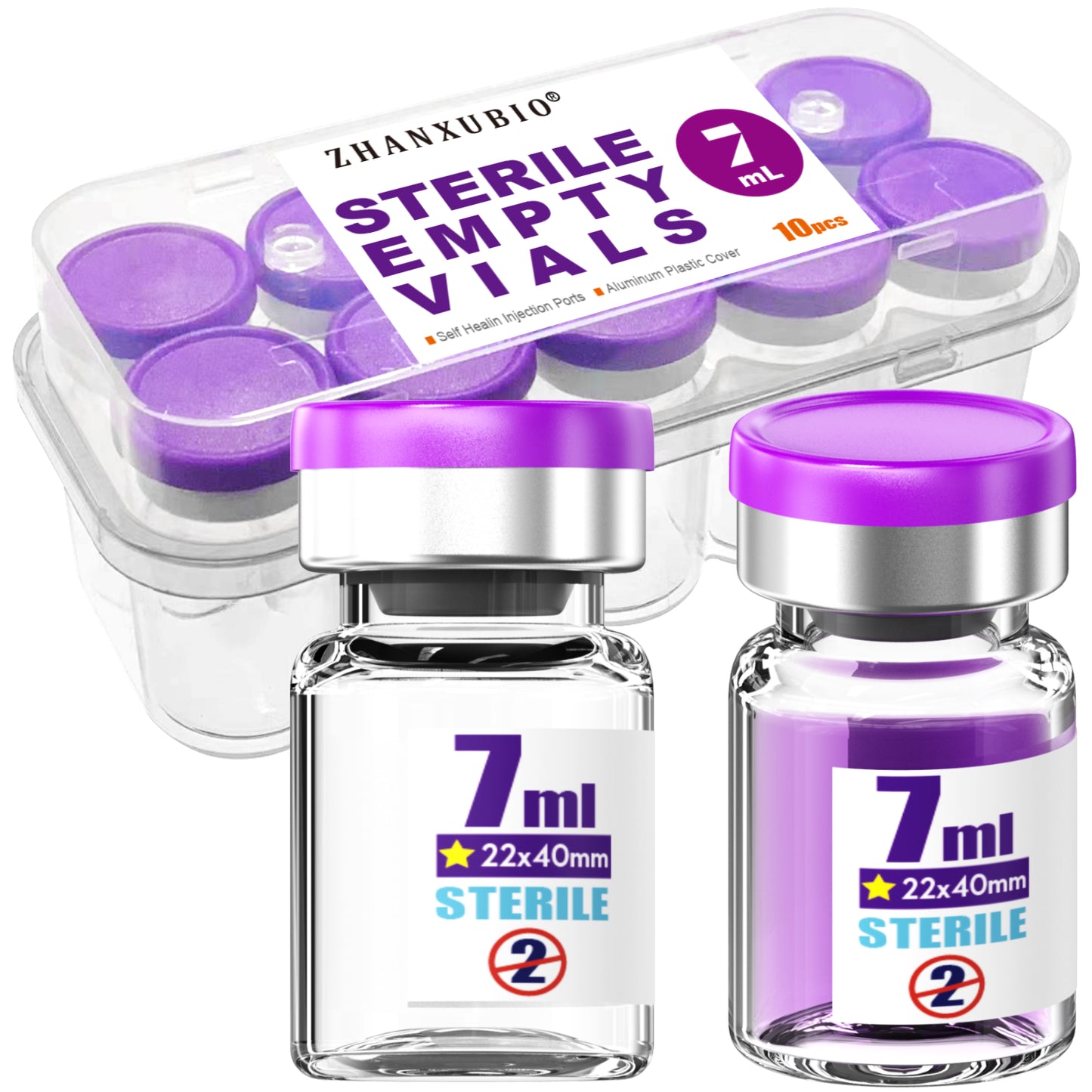 Sterile Empty Vials with Self Healing Injection Port,with Flip Off Aluminum Cap,Sterile Package,Packaged in Boxes