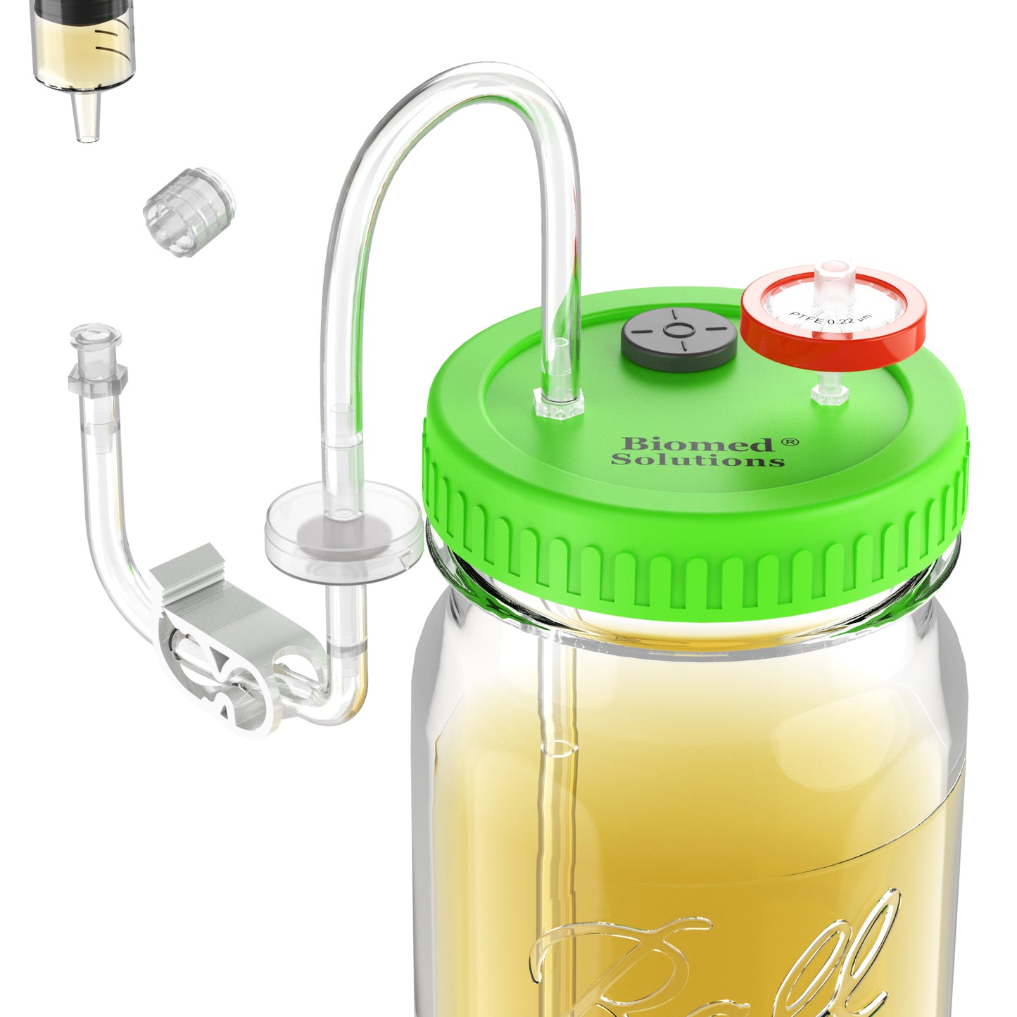 Upgraded Liquid Culture Lid with Tubing for Media Extraction Standard Mason Jar Mycology Tube Lid for Mushroom cultivation