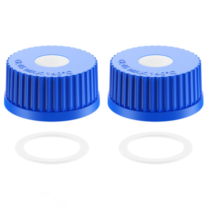 GL45 Screw Cap with 20mm Diameter PTFE membrane for gas filtration ,Blue Liquid Media Cap with Sealing Ring for Lab Media Bottles,2pcs