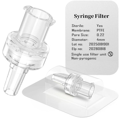 Sterile hydrophilic Syringe Filter,PTFE Membrane 0.22um/0.45μm Pore Size,4mm Diameter,10pcs/25pcs/100 Pcs Individually Packed by Ks-Tek