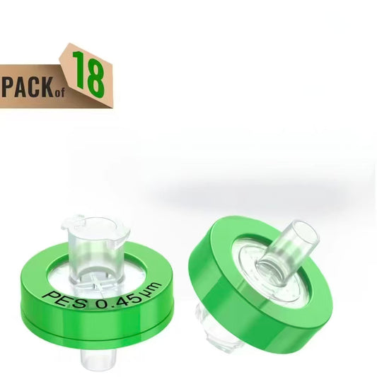 Syringe Filters,PES Membrane 0.45μm Pore Size,13mm Diameter,hydrophilic,18Pcs by Ks-Tek