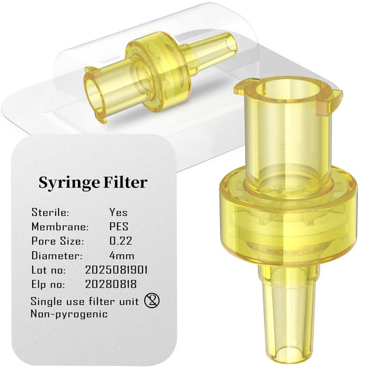 Sterile hydrophilic Syringe Filters,PES Membrane 0.22μm/0.45um Pore Size,4mm Diameter,25pcs/100 Pcs Individually Packed by Ks-Tek