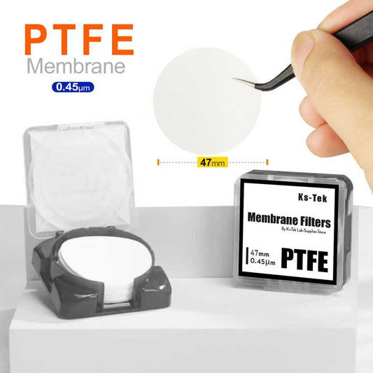 PTFE Hydrophilic Membrane Filter, Diameter 47mm, Pore Size 0.22 0.45 µm, Pack of 50,100,200 by Ks-Tek