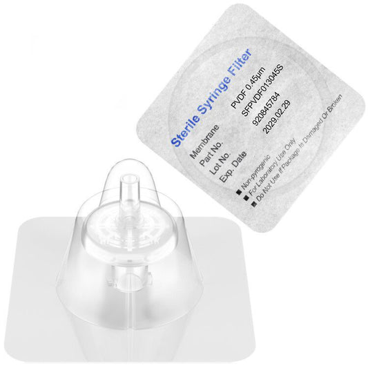 Sterile Syringe Filters,PVDF Membrane 0.45μm Pore Size,13mm Diameter,10/25/50/100 Pcs Individually Packed by Ks-Tek