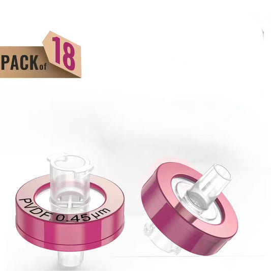 Syringe Filters,PVDF Membrane 0.45μm Pore Size,13mm Diameter,hydrophobic,18Pcs by Ks-Tek