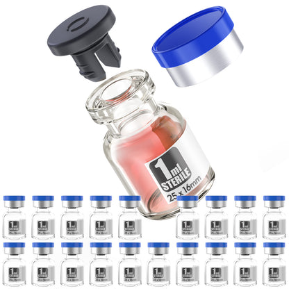 Sterile Glass Vials With Separate Rubber Stopper and Cap Need to Crimped With Pliers sterile Packaged 20pcs