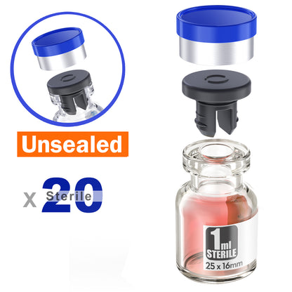Sterile Glass Vials With Separate Rubber Stopper and Cap Need to Crimped With Pliers sterile Packaged 20pcs