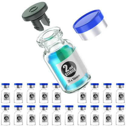 Sterile Glass Vials With Separate Rubber Stopper and Cap Need to Crimped With Pliers sterile Packaged 20pcs