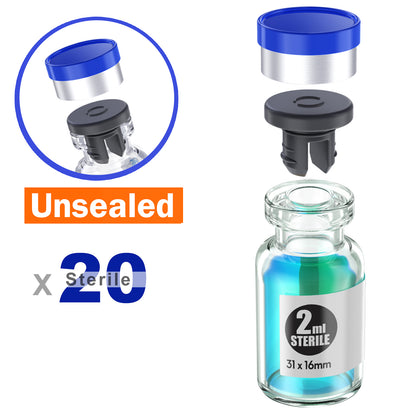 Sterile Glass Vials With Separate Rubber Stopper and Cap Need to Crimped With Pliers sterile Packaged 20pcs