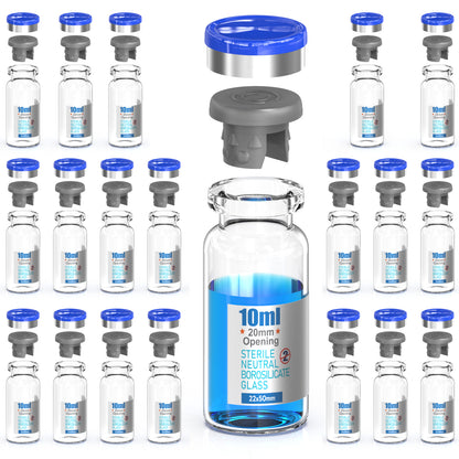 Sterile Glass Vials With Separate Rubber Stopper and Cap Need to Crimped With Pliers sterile Packaged 20pcs
