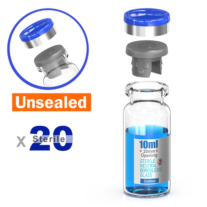 Sterile Glass Vials With Separate Rubber Stopper and Cap Need to Crimped With Pliers sterile Packaged 20pcs