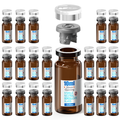 Sterile Glass Vials With Separate Rubber Stopper and Cap Need to Crimped With Pliers sterile Packaged 20pcs