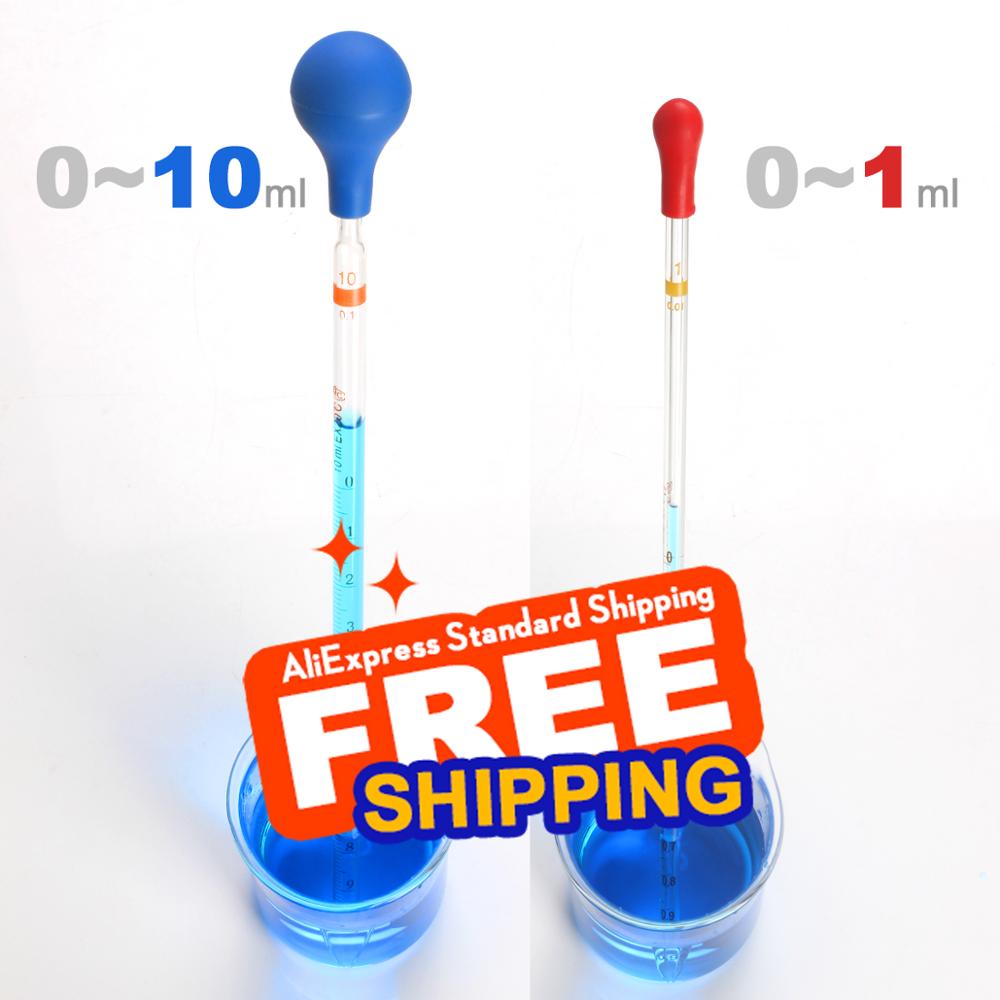 2pcs 0.1/0.2/0.5/1/10ml Glass Scale Line Dropper Pipette Lab Dropper D ...
