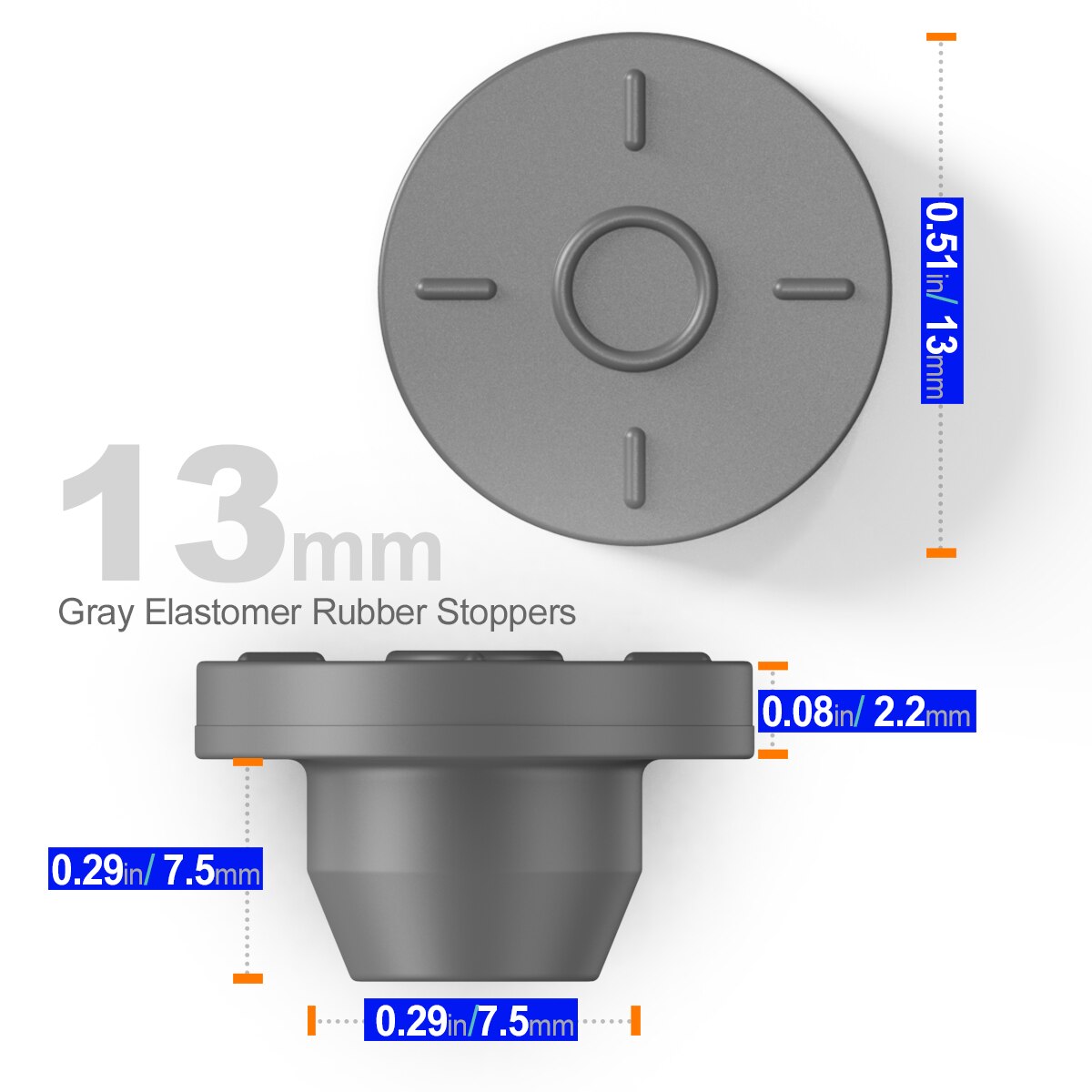 13 butyl Stoppers Mushroom 150pcs,For Glass Vial and Liquid Culture Jars, Can Be Sterilized by Steam and Repeated Used