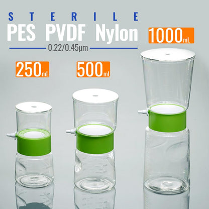 12PCS Sterile Bottle Top Vacuum Filtration with 0.22/0.45μm PVDF Membrane for Lab, 250ml Funnel + 250ml Receiver  by Ks-Tek