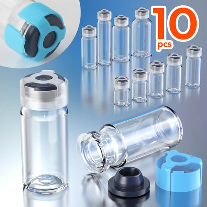 10pcs penicillin bottle glass bottle with rubber stopper and anti-sheft clasp 3ml, 5ml, 7ml,10ml, 15ml, 20ml,25ml,30ml  jars