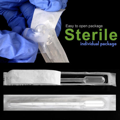 sterile 1/2/3/5ml Plastic Pap Straws Transfer Pipette Essential Oils Pipettes  individual package 100pcs by Ks-Tek