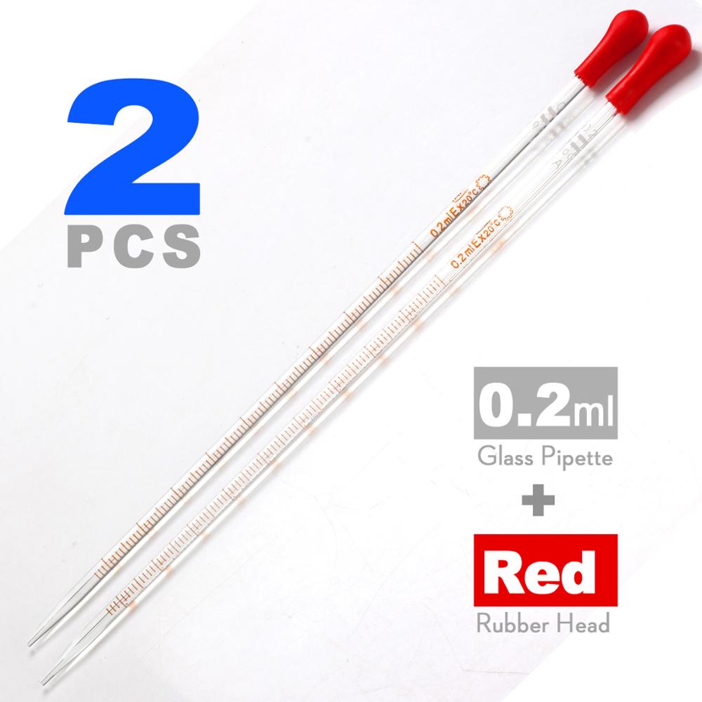 2pcs 0.1/0.2/0.5/1/10ml Glass Scale Line Dropper Pipette Lab Dropper Dropping Pipet Blue Rubber Head Pipettors by ks-tek