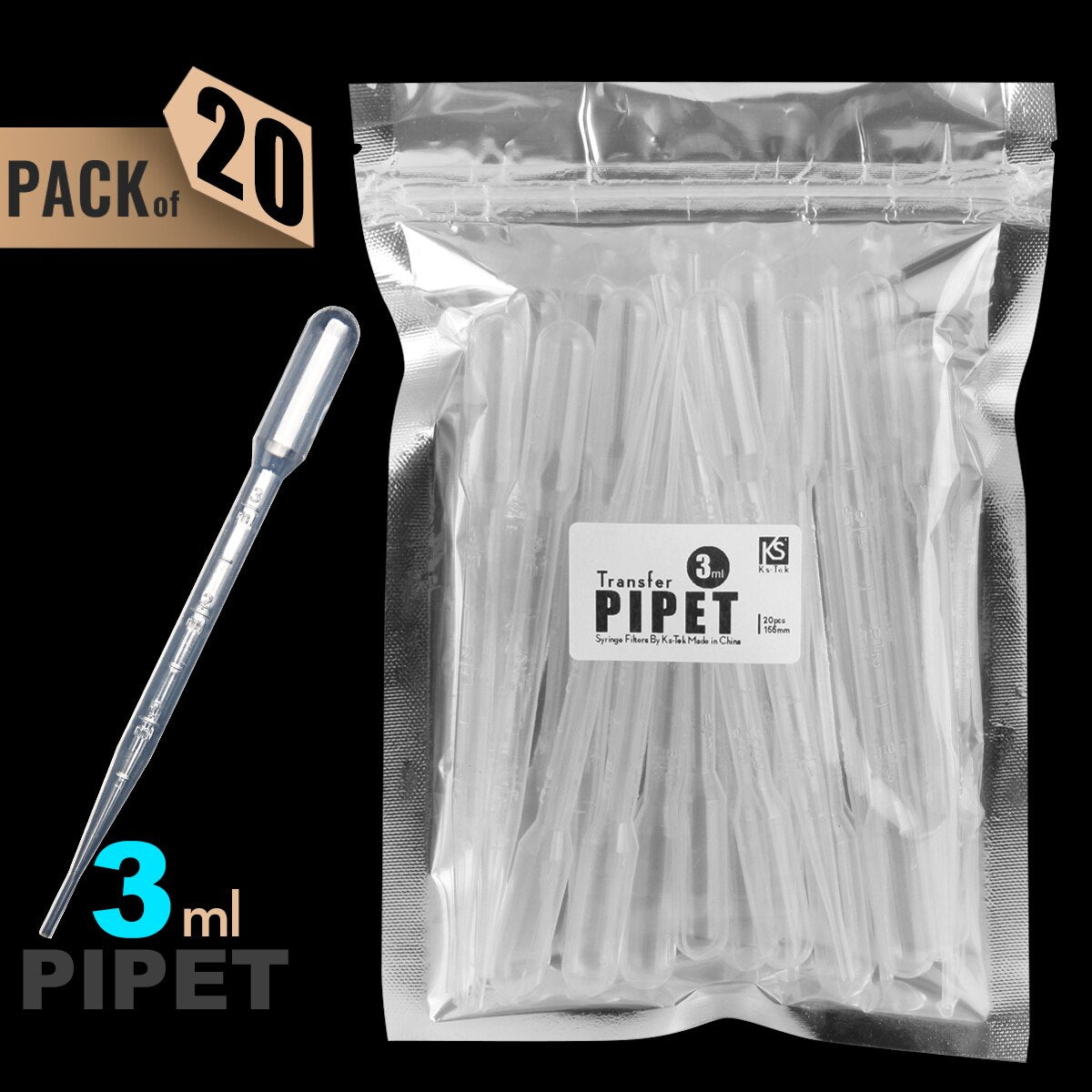 1/2/3/5ml Pipette Dropper,Pap Straws Pipette Dropper With Scale Multi-Dropper 50pcs by Ks-Tek