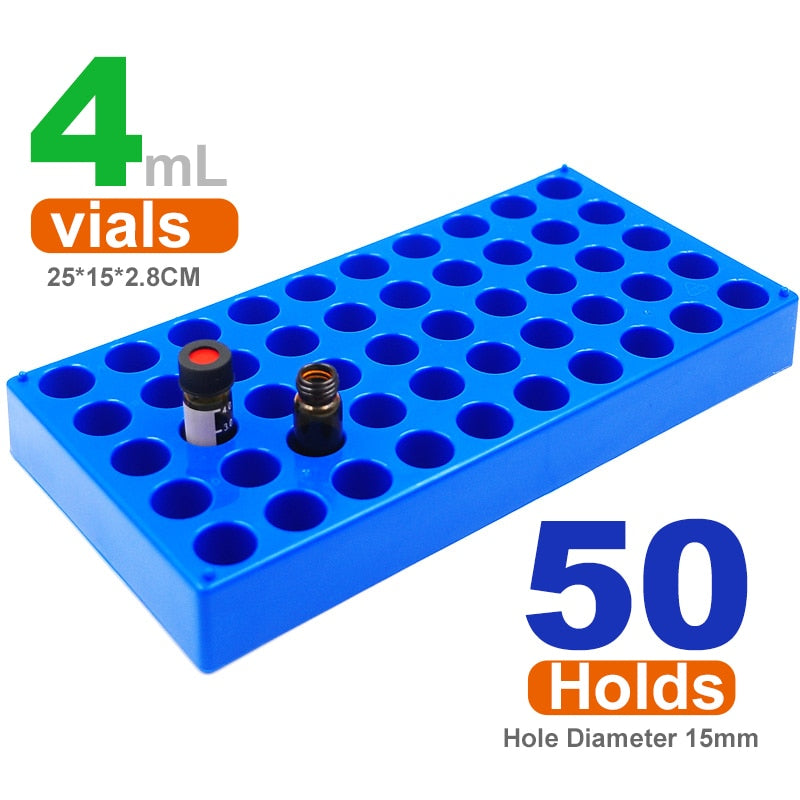 2 Pack Plastc Vial Rack 50 Holds Diameter 12mm 1.5/2ml Vials Centrifug ...