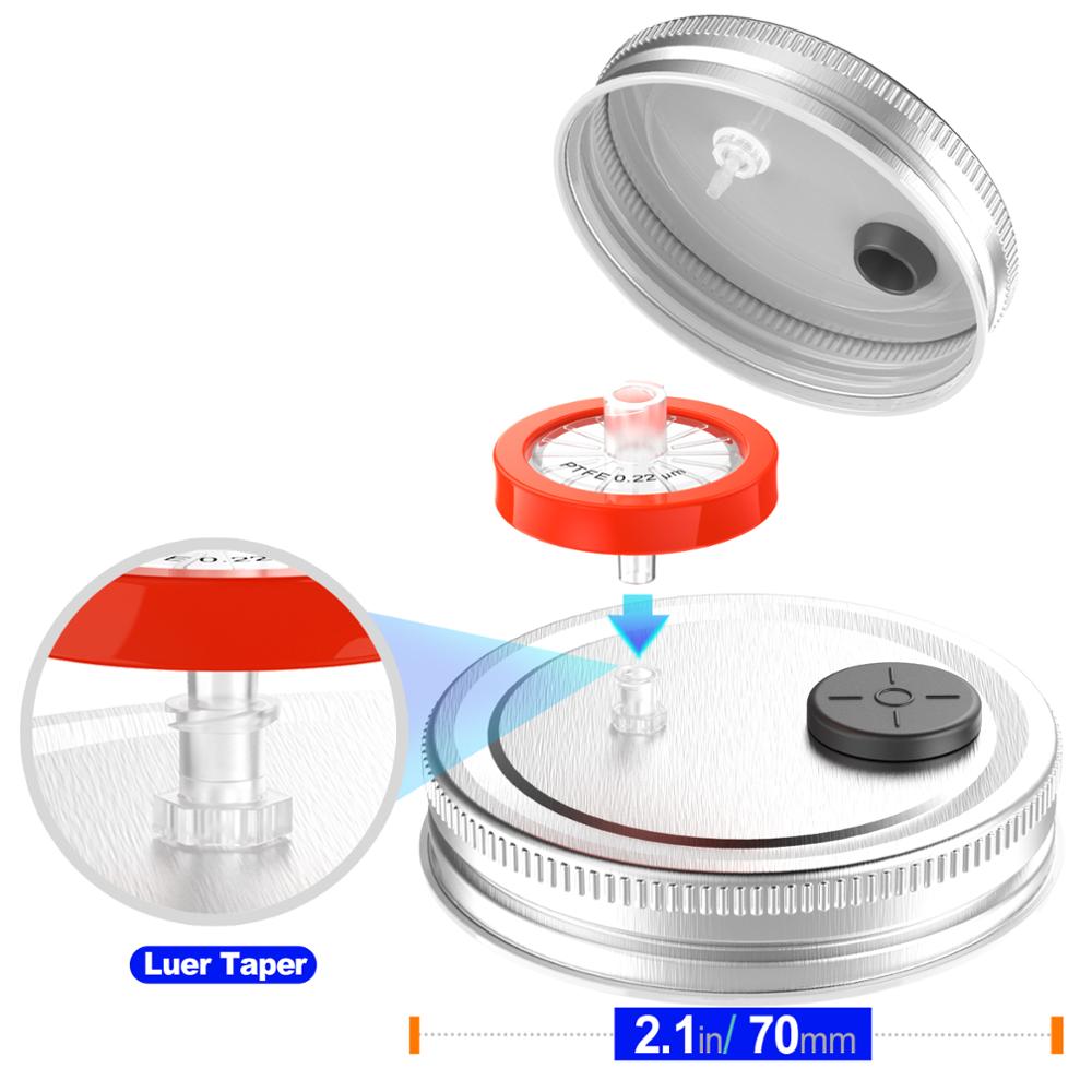 NEW 6pcs Liquid Culture Lids - Autoclavable Rejular Mouth Jar Lids with Heavy Duty  Injection Port for Mushroom Cultivation