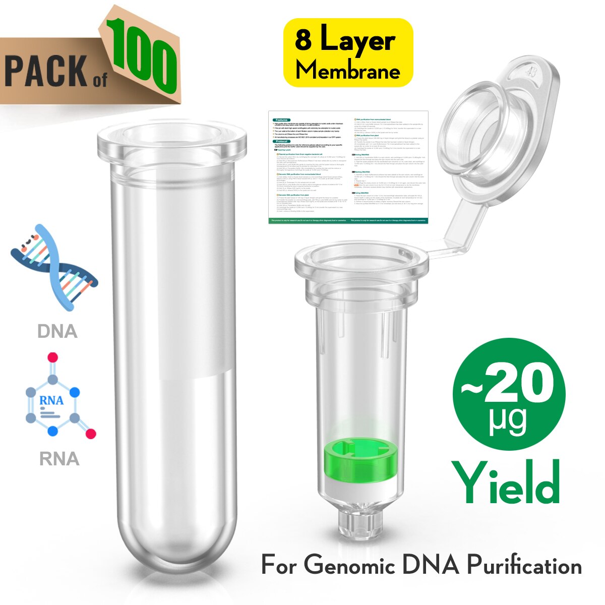 Spin Column Plasmid Extraction Kit Genome Extraction Column Nucleic Acid Purification Separation Column 2 ml 50 group by ks-Tek