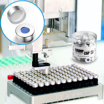 20mm*3mm Aluminum cap with White PTFE/ Blue Silicone septa for 22mm  bottleneck sample bottle Jaw Chromatography vial