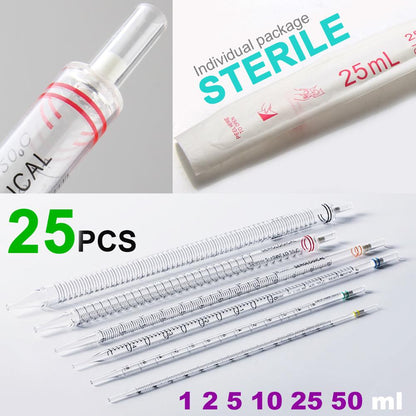 25PCS sterile Serological Pipette Transfer Straw Serum Dropper Graduated Pipette  individual package 1/2/5/10/25/50ML by Ks-Tek