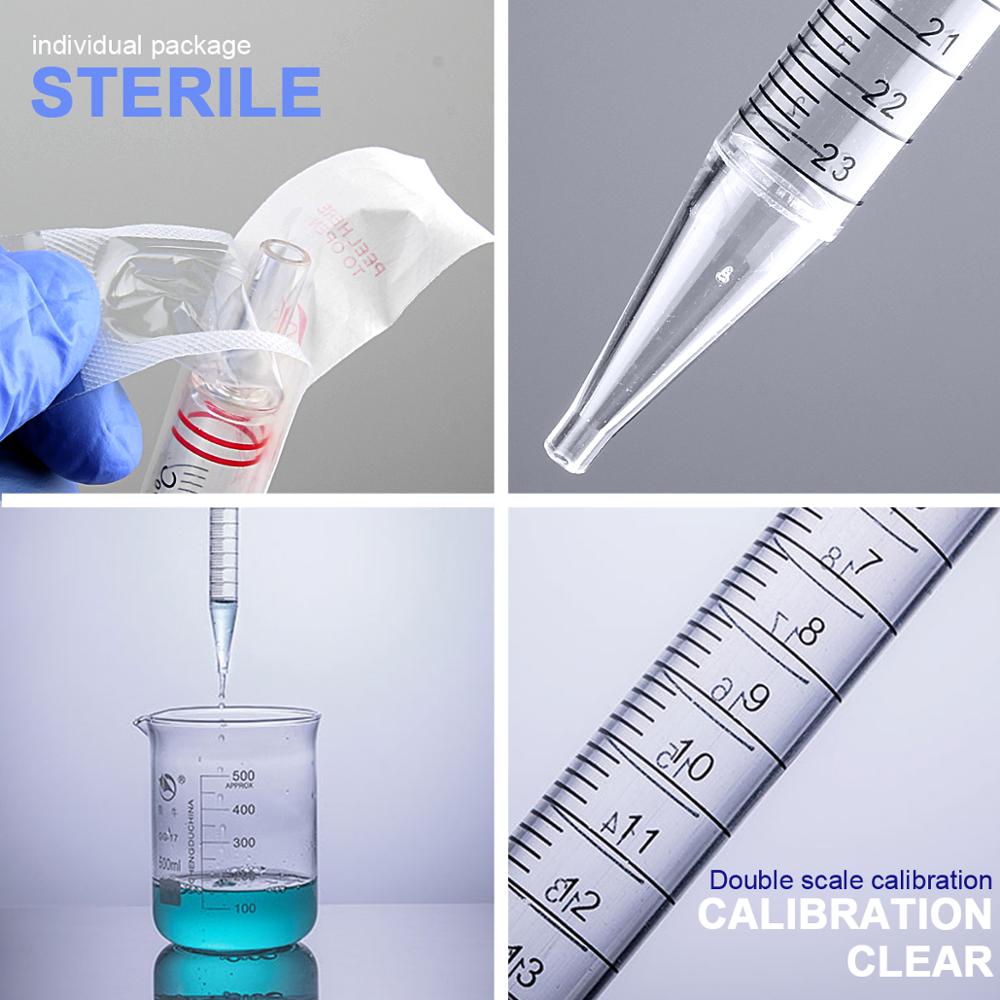 25PCS sterile Serological Pipette Transfer Straw Serum Dropper Graduated Pipette  individual package 1/2/5/10/25/50ML by Ks-Tek