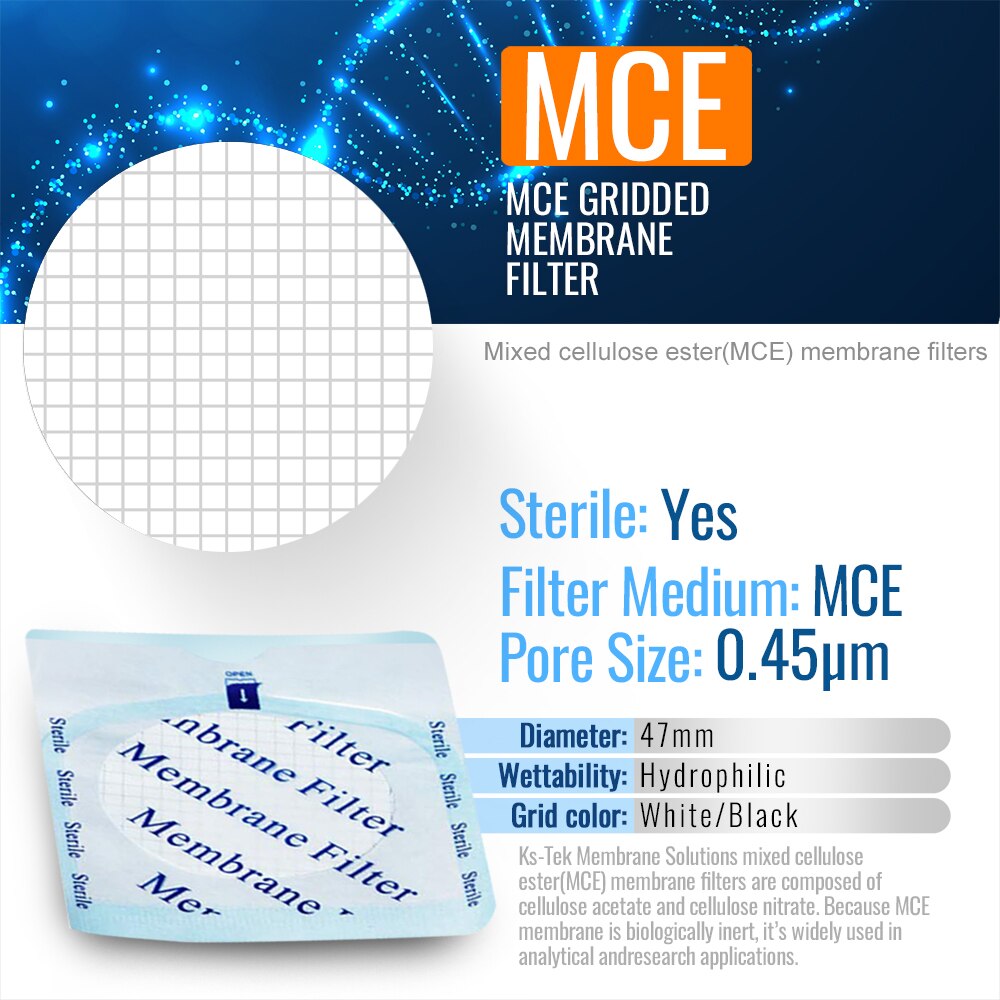 Filter Microbio Sterile MCE Gridded Membrane Filter,47mm, Pore size 0.45um,Lab Supply ...