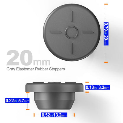 20mm butyl Stoppers Mushroom 100 pcs,For Glass Vial and Liquid Culture Jars, Can Be Sterilized by Steam and Repeated Used