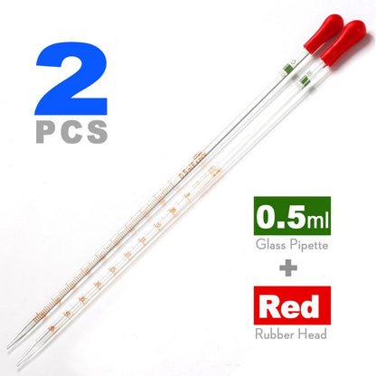 2pcs 0.1/0.2/0.5/1/10ml Glass Scale Line Dropper Pipette Lab Dropper Dropping Pipet Blue Rubber Head Pipettors by ks-tek