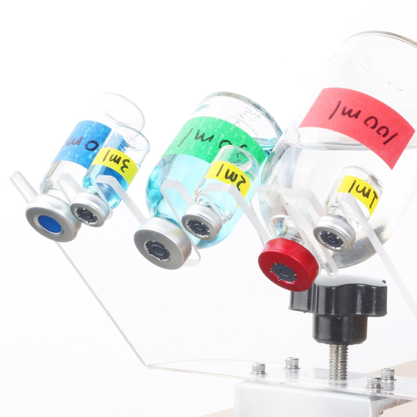 Medicine Vial Holder Transparent Hands Free Medication Vial Stand with 6 Slots, Fits Different Size Bottles