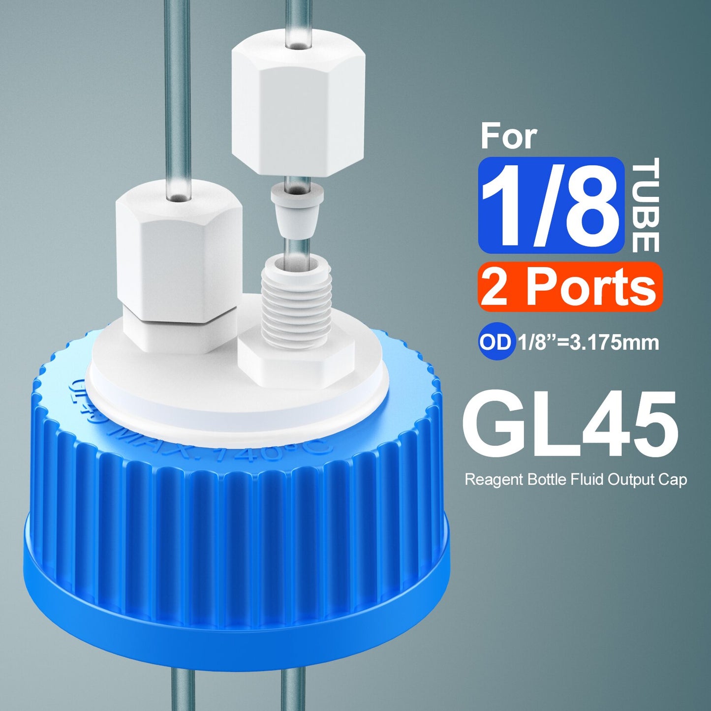 GL45 porous cap spiral cap liquid chromatography waste cap 8/1 4/1 reagent bottle fluid output cap