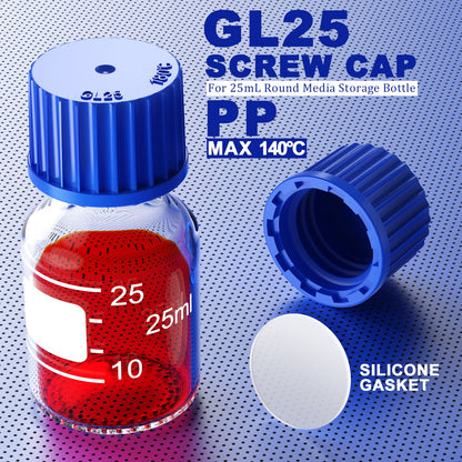 Ks-Tek GL45 PBT/PP Screw Cap,with Pour Ring,PTFE Silecone Gasket,Silecone Gasket,PBT Pour Ring