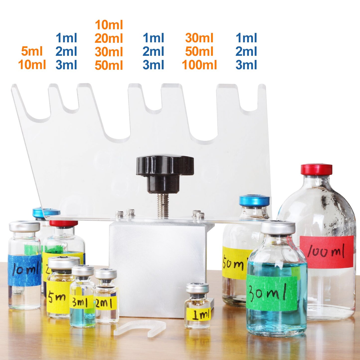 Medicine Vial Holder Transparent Hands Free Medication Vial Stand with 6 Slots, Fits Different Size Bottles