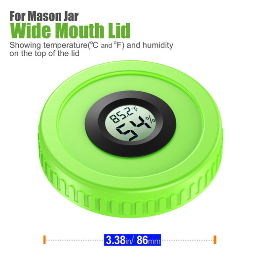 Airtight Mason Jar Lids Built-In Stash Hygrometer Herb Curing monitor fits all Ball Wide Mouth Mason Jars