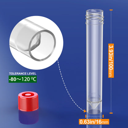 10mL Transport Tube with Attached Red Screw Cap ,with Recess for Swab ,Round Bottom,RNase,DNase & pyrogen Free(50pcs)