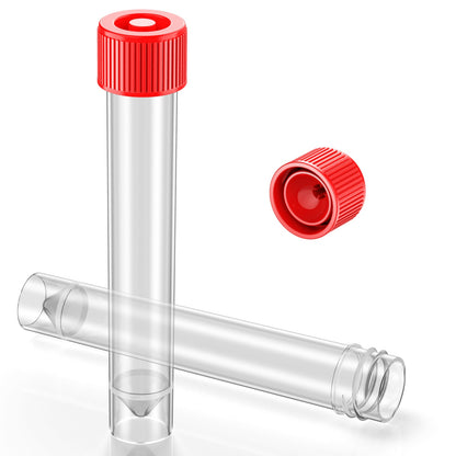 10mL Transport Tube with Attached Red Screw Cap ,with Recess for Swab ,Round Bottom,RNase,DNase & pyrogen Free(50pcs)